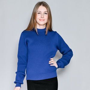 631. PRADA Waffle Knit Blue Sweater Sz 48